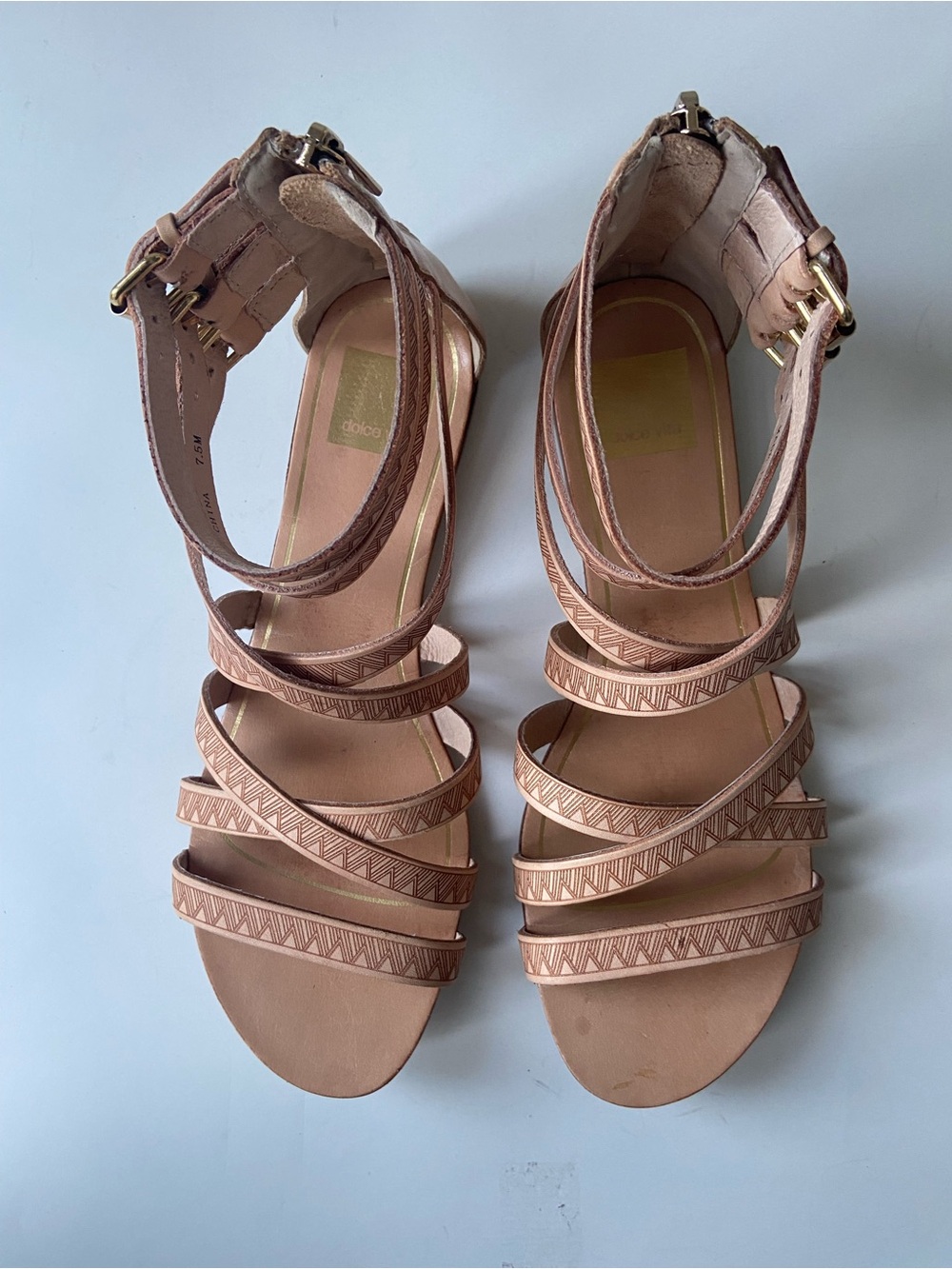 Dolce Vita Blush nude leather Strappy Ankle-Wrap Sandals